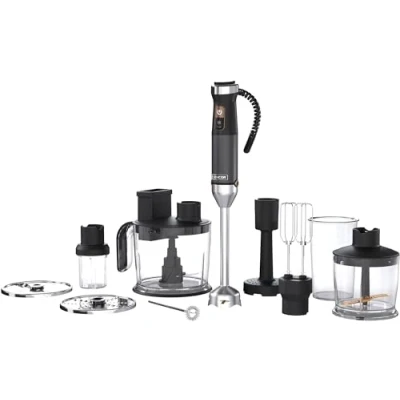 Abbildung von Sencor Multifunktionaler Ultra Power Stabmixer 10 in 1, 1500W, mit QuadBlade Technologie aus Titan, Stufenlose Geschwindigkeitskontrolle, Ergonomischer Griff, Komplettes Zubehör, Schwarz [SHB 6552WH]
