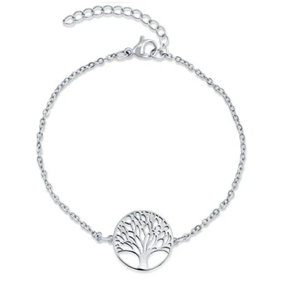 Abbildung von Nuoli® Lebensbaum Armband Damen Silber (15 + 5cm verstellbar) Baum des Lebens Armkette für Frauen &amp; Mädchen, aus Edelstahl