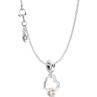 Abbildung von PANDORA Halskette 925 Silber mit Charm Herzen Highlights eleganter Halsschmuck, wunderschönes Geschenk Set für modische Frauen, 75252