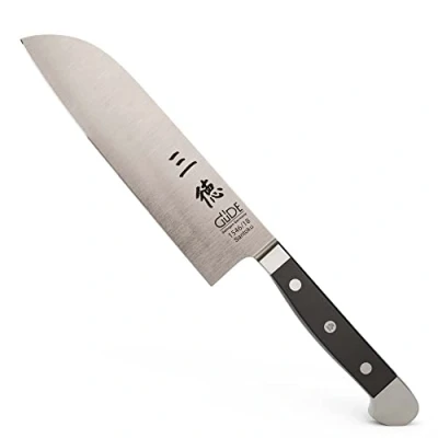 Abbildung von GÜDE Solingen Santoku geschmiedet, 18 cm, POM schwarz, ALPHA, Doppelkropf, Handmade Germany