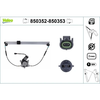 Abbildung von Valeo Fensterheber vorne links elektrisch mit Elektromotor ohne Komfortfunktion 850352 RENAULT: Scénic 1