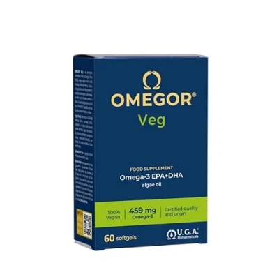 Abbildung von Omegor VEG Omega 3 Veganes Algenöl Das einzige IFOS Zertifikat 250 mg DHA und 125 EPA pro Kapsel 60 Kapseln, 2 Monatsvorrat 100% VEGAN