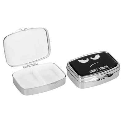 Abbildung von kwmobile 2x Edelstahl Tablettenbox mit 2 Fächern 5,5 x 4 1,5cm Pillendosen Set klein Tablettendose Tragbare Pillenbox Metall Medikamentenbox Dose in Don&#039;t Touch