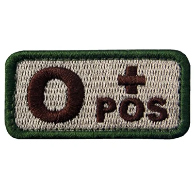 Abbildung von Taktisch Typ O positiv Blutgruppe Emblem Bestickter Aufnäher mit Haken und Flauschbänder, Multitan