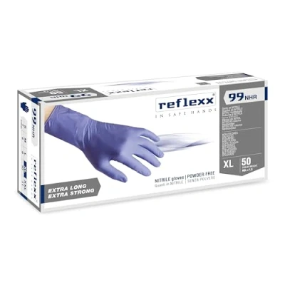 Abbildung von REFLEXX R99/XL &quot;hirisk,&quot; Die hohe Widerstand puderfrei Nitril Handschuhe Gr 8,9, Gr. X Large, Blau (50 Stück)