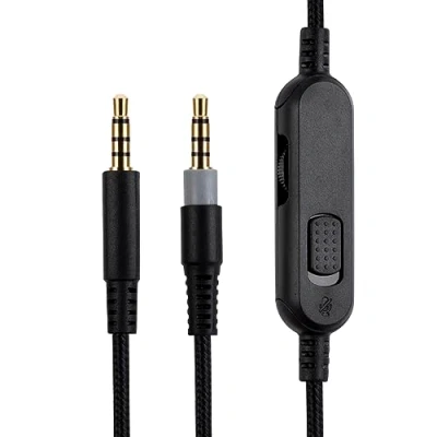 Abbildung von HyperX Cloud Mix Ersatzkabel, kompatibel mit Gaming Headset, Inline Stummschaltung, Lautstärkeregler Mikrofon, 2 Meter Kopfhörer Audio Verlängerungskabel, Schwarz
