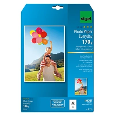 Abbildung von SIGEL IP713 InkJet Fotopapier hochglänzend, weiß, 170 g, A4, 20 Blatt , für hochwertige Fotografien