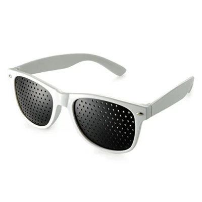 Abbildung von Raster Brille/Loch Brille für Augen Training und Entspannung im 2er Set, Gitter mit faltbaren Bügeln, Pinehole Glasses, Form B, Farbe: weiß