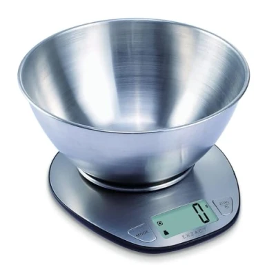Abbildung von EXZACT Digitale küchenwaage Edelstahl Elektronische Kochwaage mit Abnehmbarer schüssel zum Backen und Kochen Tara Funktion Max 5 kgs