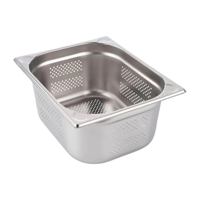 Abbildung von APS 81904 GN 1/2 Behälter perforiert, rostfreier Gastronormbehälter Edelstahl, Abmessungen 265 x 325 mm/Höhe 200 mm