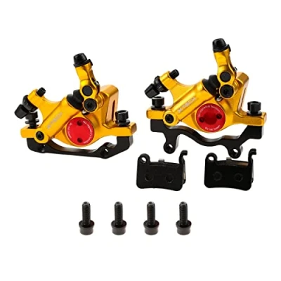 Abbildung von Mgoodoo MTB Hydraulische Scheibenbremse Set, Fahrrad Sets vorne und hinten Line Pulling Scheibenbremse, Gold,Scheiben 160mm