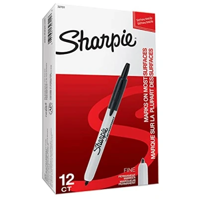 Abbildung von Sharpie Permanentmarker mit einziehbarer Spitze fein schwarz 12 Stück