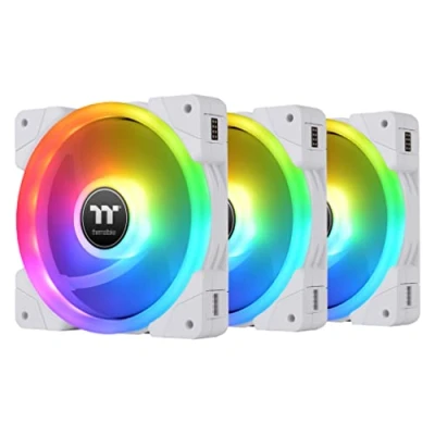 Abbildung von Thermaltake SWAFAN EX 12 RGB PC Lüfter weiß, 3 Stück, 500 2000 U/min, Magnetanschluss, umkehrbare Flügel, Controller enthalten, CL F161 PL12SW A