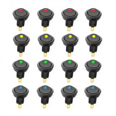 Abbildung von CESFONJER 16 PCS Runde Schalter, Wippschalter Button, 12V 20A Auto Runder Schalter mit LED Anzeige Wechsel Switch Kippenschalter für Boot (4 Rot+4 Grün+4 Gelb+4 Blau)