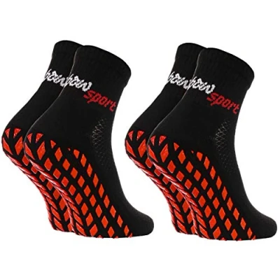 Abbildung von Rainbow Socks Neo ABS Sport Damen Herren Neon Sneaker Stopper Socken 2 Paar Schwarz Größen 39 41