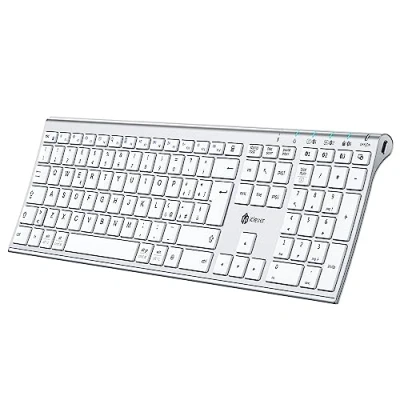 Abbildung von iClever BK23Bluetooth Tastatur, Kabellos Tastatur mit 3 Bluetooth Kanälen, Stabile Verbindung, Ultraslim
