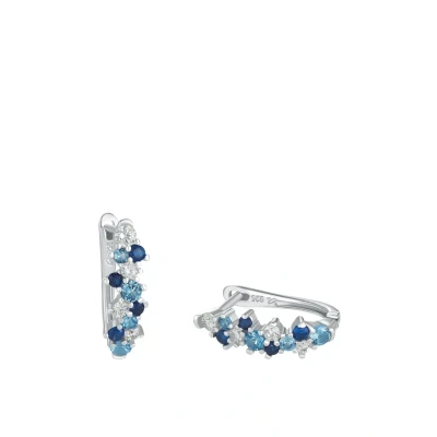 Abbildung von Amor Creolen 925 Sterling Silber Damen Ohrschmuck, mit Zirkonia synth., 1,7 cm, Blau, Kommt in Schmuck Geschenk Box, 2012794