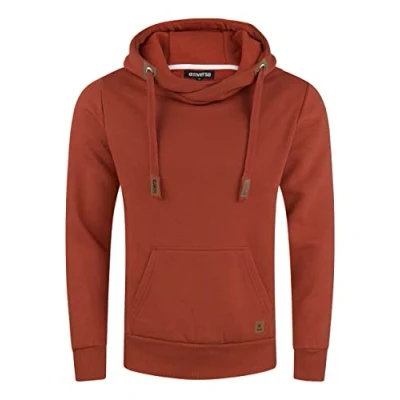 Abbildung von riverso Hoodie Herren Regular Fit RIVNiklas Kapuzenpullover Pullover Cross Over Kragen Rot M (M, Rusty Ochre Red (15400))