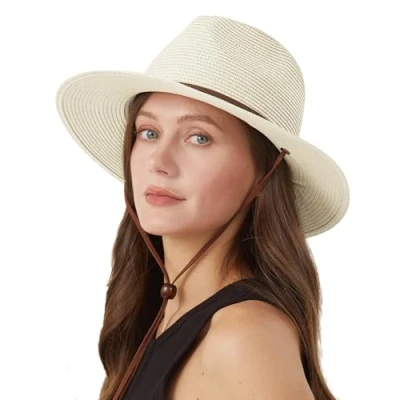 Abbildung von Zylioo Stroh Sonnenhut Kleine Kopf,UV Schutz Fedora Strohhut Größen,Strandhut Sommerhut Größe S für Sommer Urlaub