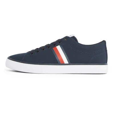 Abbildung von Tommy Hilfiger Herren Vulcanized Sneaker Core Stripes Mesh Low Top, Blau (Desert Sky), 46