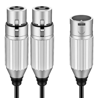 Abbildung von J&amp;D 2 XLR Weiblich zu Männlich Y Splitter Kabel, Balanced 3 Pin PVC Sheled Dual Kabel Mikrofon Adapter für Record Mixer AMP Limiter Lautsprecher, 0,48 M