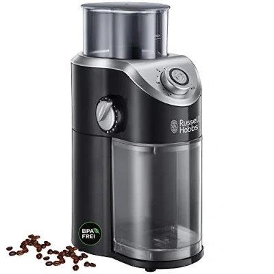 Abbildung von Russell Hobbs Kaffeemühle [Elektrisch mit Scheibenmahlwerk] Classics (variable Mahlgradeinstellungen pulverfein bis grob für Kaffeebohnen, Nüsse, Gewürze, Getreide, 100 g Fassungsvermögen) 23120 56