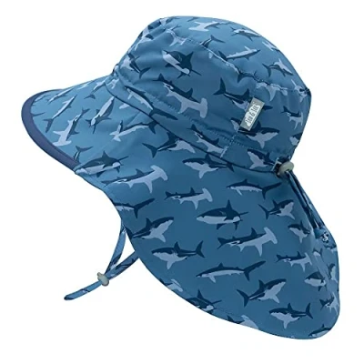 Abbildung von Jan &amp; Jul Atmungsaktiver Aqua Dry Kleinkinder Bade Sonnenhut mit UV Schutz (L: 2 5 Jahre, Hai Navy Trimmen)
