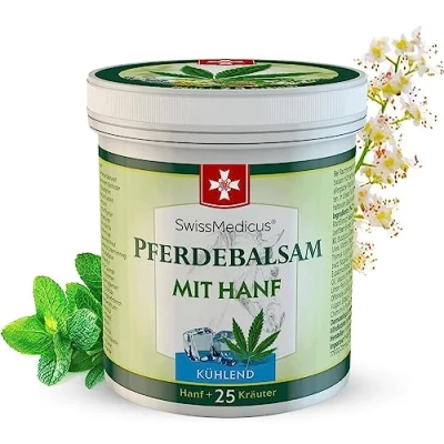 Abbildung von SwissMedicus Pferdebalsam mit Hanf Kühlende Wirkung für Muskeln &amp; Gelenke gel 25 natürlichen Extrakten Ideal Sportler Alltäglicher Gebrauch Tiefenwirksame Formel