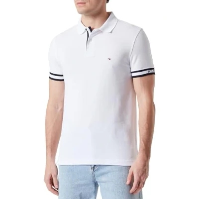 Abbildung von Tommy Hilfiger Monotype LOGO CUFF Poloshirt, Herren, Größe: XL, White