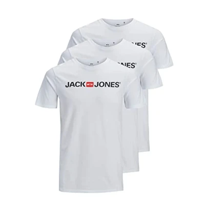 Abbildung von JACK &amp; JONES Herren Shirts T Logo Tee Crew Neck 3er Pack, Farbe:Blau, Artikel:12137126 Navy Blazer/Navy Blazer, Größe:S