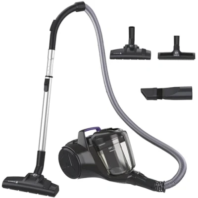 Abbildung von Hoover HP1 leistungsstarker Bodenstaubsauger ohne Beutel für Hartböden &amp; Teppiche, EPA Staubfilter, großer 2L Behälter, integriertes Zubehör, 7,5 m Arbeitsradius [HPZ107HM]