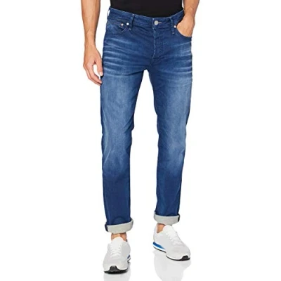 Abbildung von Herren Jack &amp; Jones Jeans Tim Straight Legs Slim Fit Flat Front ORIGINAL, Farben:Dunkelblau 2, Größe Jeans:28W / 32L
