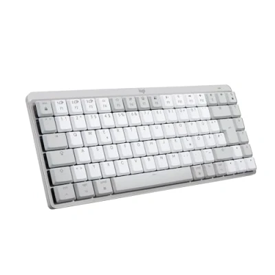 Abbildung von Logitech MX Mechanical Mini für Mac, Kabellose Tastatur mit Beleuchtung, Flache Tasten, Taktile leise Hintergrundbeleuchtung, Bluetooth, USB C, Apple, iPad, Deutsches QWERTZ Pale Grey