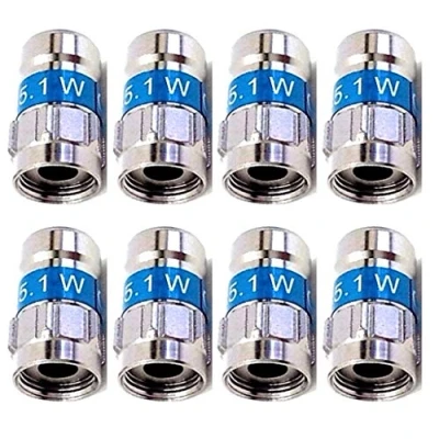 Abbildung von Cabelcon F 56 5.1W Self Install Nitin mit integriertem O Ring Stecker blau RG6 / 7mm (8 Stück 5.1W)