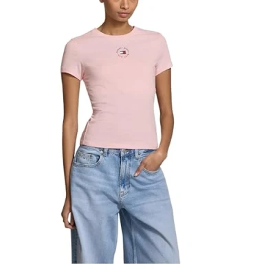 Abbildung von Tommy Jeans SLIM Essential LOGO TEE Tshirt basic, Damen, Größe: 38, Precious pink