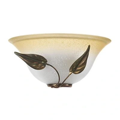 Abbildung von ONLI Mira Wandleuchte aus Glas, Farbe Elfenbein, Farbverlauf, bernsteinfarben, Metallgestell in Braun und Gold