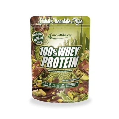 Abbildung von 100% Whey Protein Pulver 500g Dubai Schokolade Leckerer High Shake, 34g Eiweiß pro Portion, Power Drink vor oder nach intensivem Muskel Training