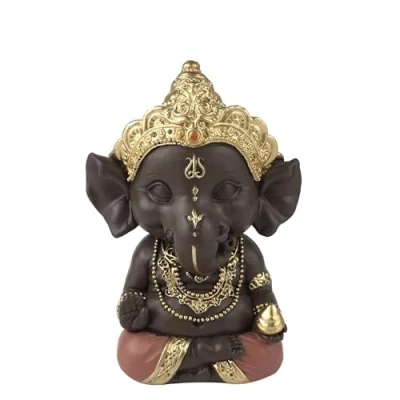 Abbildung von Statuette Ganesh 3 Glücksbringer Zen und Feng Shui Dekoration Für eine entspannende spirituelle Atmosphäre Geschenkidee Höhe: 11,5cm Farbe: Grün Braun Zen&#039;Light