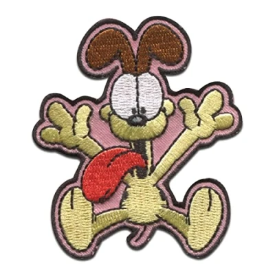 Abbildung von Comercial Mercera Garfield © Odie Comic Katze gestickt Aufnäher, Bügelbild, Aufbügler, Applikationen, Patches, Flicken, zum aufbügeln, Größe: 6 x 6,4 cm