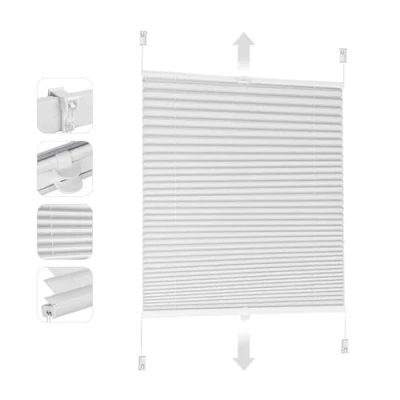 Abbildung von Sekey Plissee ohne Bohren Verdunkelung, Fenster Klemmfix Jalousie 80 cm breit, Verspannt Blickdicht Sonnenschutz Fensterollo, 80x130cm, Weiß