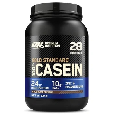 Abbildung von Optimum Nutrition Gold Standard 100% Casein langsam abbauendes Proteinpulver mit Zink, Magnesium &amp; Aminosäuren, fördert Muskelwachstum Reparatur über Nacht, Chocolate Supreme, 28 Portionen, 924 g