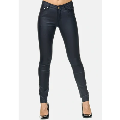 Abbildung von Elara Damen Hose Kunstleder Push Up Effekt Chunkyrayan E621 1 Navy 34 (XS)