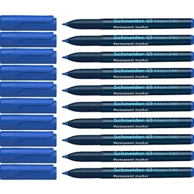 Abbildung von Schneider Maxx 240 Permanent Marker mit Rundspitze (Cap Off Ink, Strichstärke 1 2 mm) 10er Packung blau