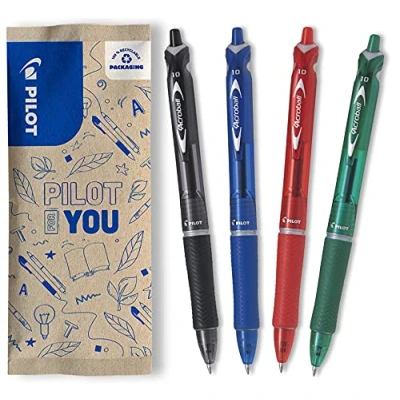 Abbildung von PILOT Acroball Begreen, Druckkugelschreiber, (Blau, Rot, Grün, Schwarz), aus recyceltem Material, 1 Stück (4er Pack)