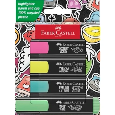 Abbildung von Faber Castell 254690 Textmarker Set Graffiti, 4 Leuchtmarker mit langlebiger Keilspitze, Strichbreite 1 5 mm, nachfüllbar