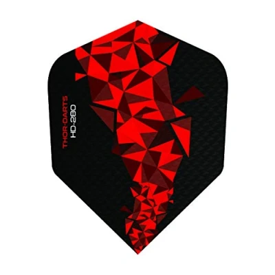 Abbildung von THOR Darts 30 x 150 Micron Ultra Strong Flights HD 280 F2 schwarz rot extra Lange haltbar (extra red 150mic, vergleichbar Rhino+ oder Pentathlon HD150) (30)