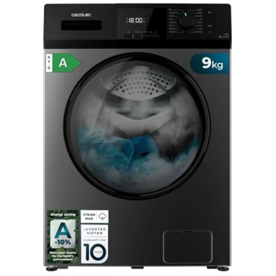 Abbildung von Cecotec Waschmaschine 9 kg Frontlader Bolero Dresscode 9410 Inverter Steel A. 1900W, 1400 U/min einstellbar, 16 Programme, Plus Motor, Niedriger Verbrauch, Dampf, Kleidung sterilisieren
