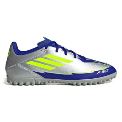 Abbildung von adidas Performance Messi F50 CLUB Fußballschuh Nocken, Herren, Größe: 48, Silver/yellow/blue Schuhe