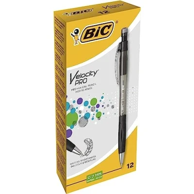 Abbildung von BIC 8206462 Druckbleistift Velocity PRO, 0,7 mm, HB, inklusive 3 Minen, Schachtel à 12 Stück, Griffzone schwarz