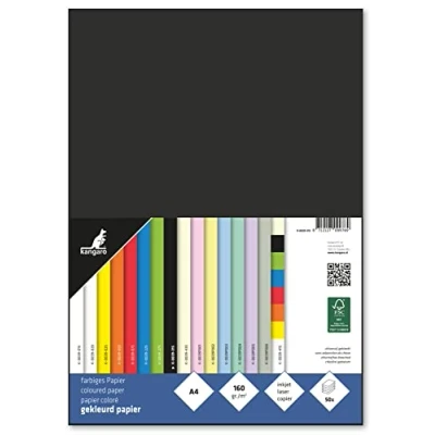 Abbildung von Papier Kangaro A4 160g schwarz Pack 50 Blatt, 29.7x21x1